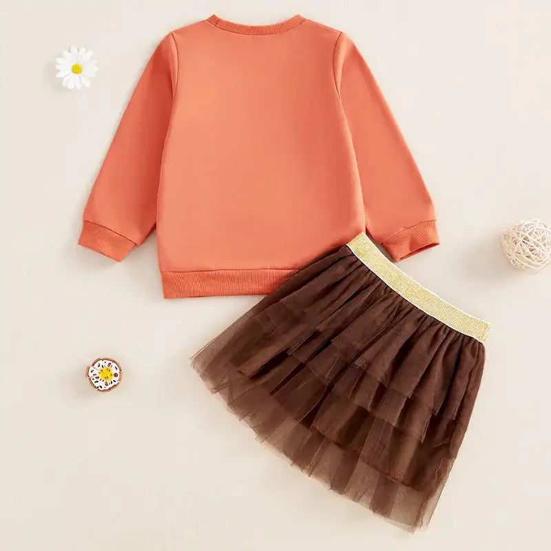 Cutest Little Turkey - Holiday Sweatshirt & Tulle Skirt (18M-5T)