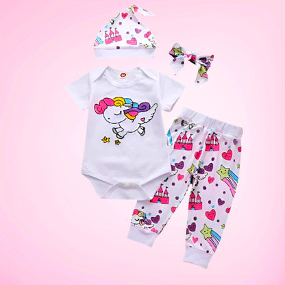 Fashionista Rainbow Gear - 4 Piece Onesie, Pants, Hat & Bow