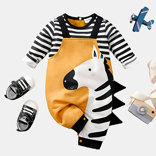 Zebra Print  Long Sleeve Romper (0-18M)