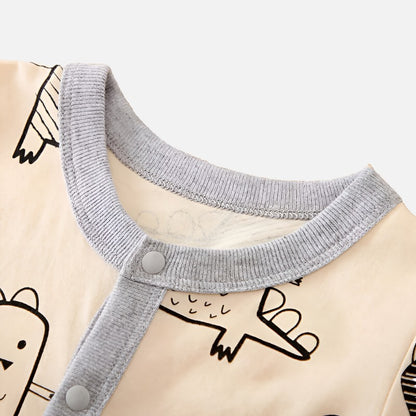 Cute Cartoon Monster Printed Romper - Cotton Comfortable Short Sleeved (0-18M)