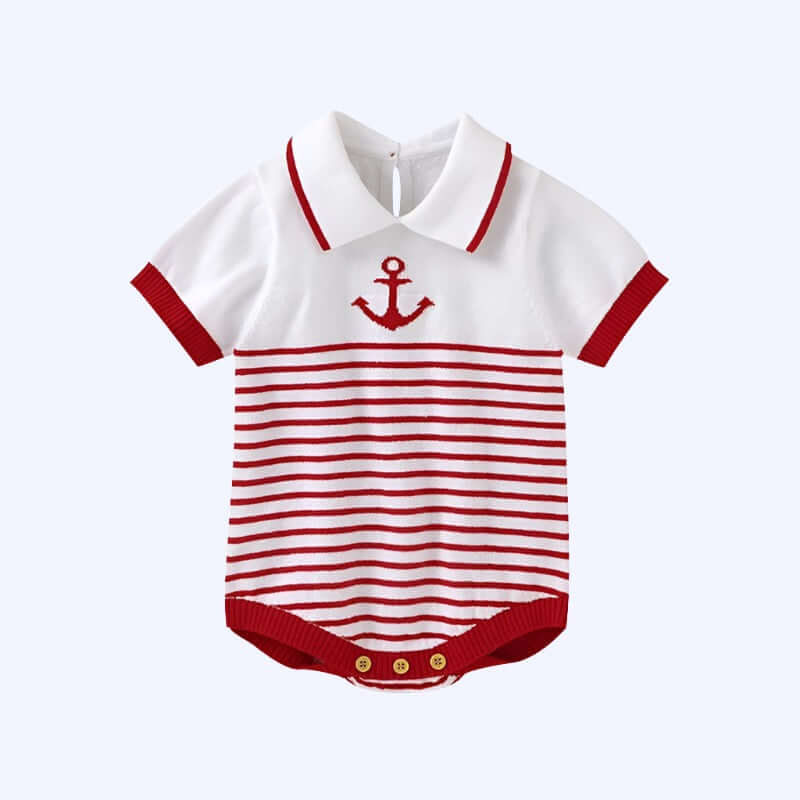 Summer Baby Bodysuit 100%Cotton Knit Newborn Boy Girl Jumpsuit Fashion Turn-down Collar Infant Toddler Clothing Short Sleeve Top