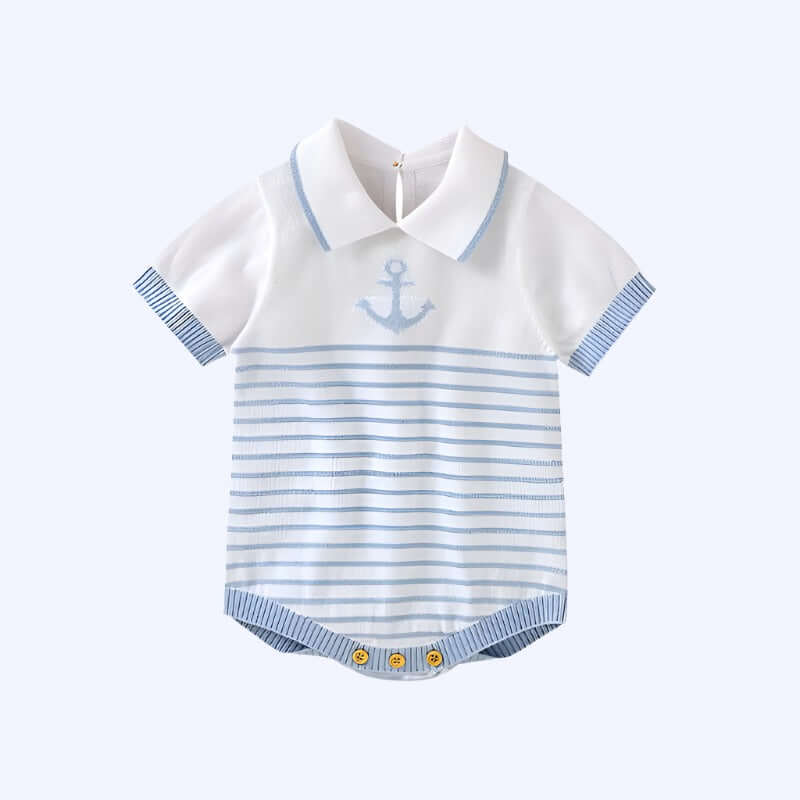 Summer Baby Bodysuit 100%Cotton Knit Newborn Boy Girl Jumpsuit Fashion Turn-down Collar Infant Toddler Clothing Short Sleeve Top